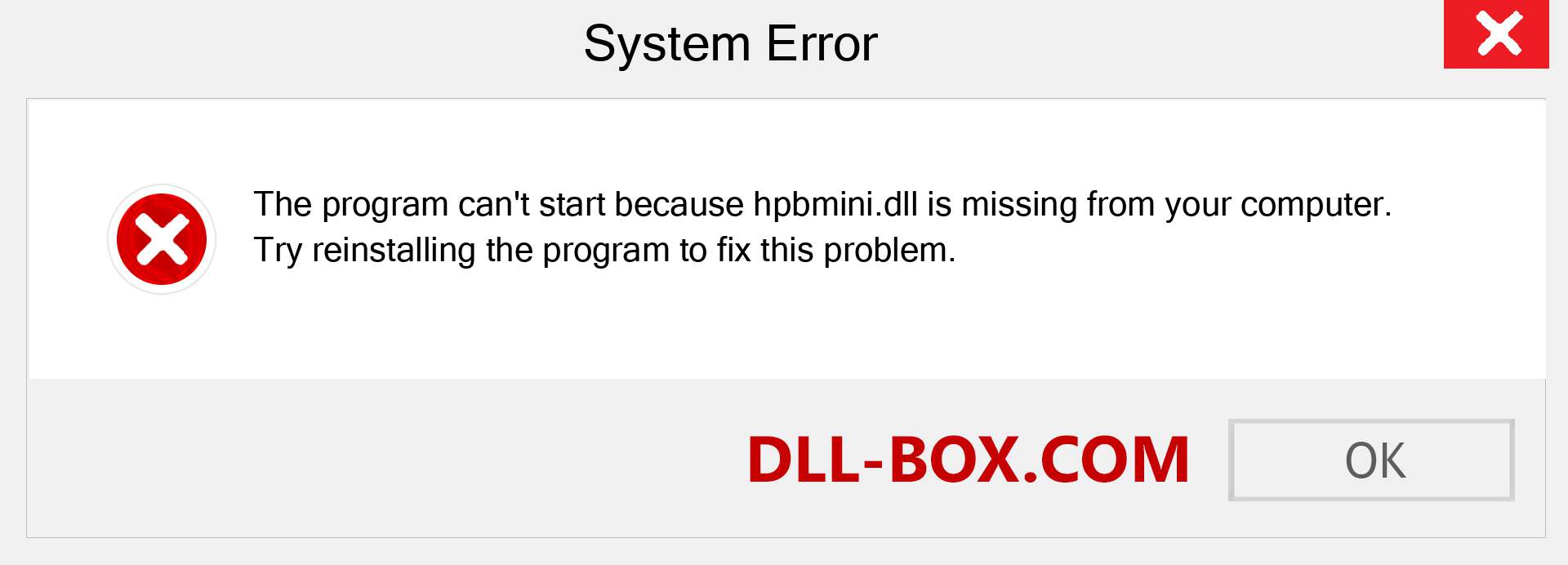  hpbmini.dll file is missing?. Download for Windows 7, 8, 10 - Fix  hpbmini dll Missing Error on Windows, photos, images