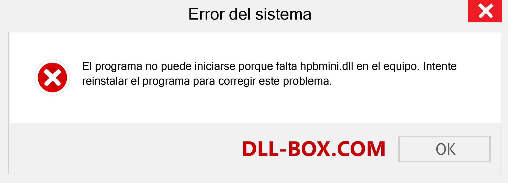 ¿Falta el archivo hpbmini.dll ?. Descargar para Windows 7, 8, 10 - Corregir hpbmini dll Missing Error en Windows, fotos, imágenes